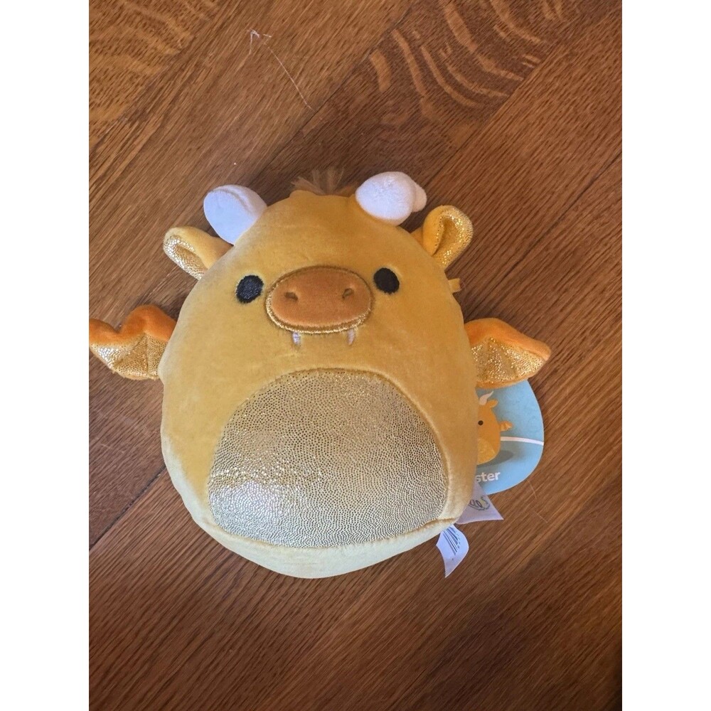 Squishmallows 5" Mister the Gold Dragon Plush - NWT Sparkle Belly Metallic